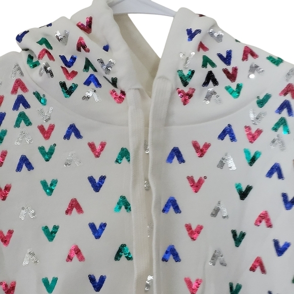 Boutique Sequin Embellished Solid Hoodie Long Sleeve Pullover Black - Picture 12 of 14